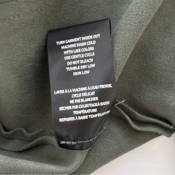 Blank NYC Jacket Faux Suede Draped Moto Green - Picture 7 of 8